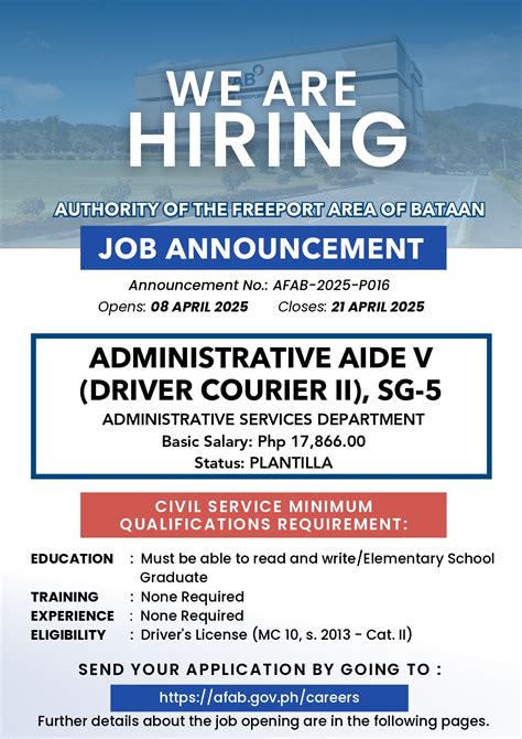 afab hiring|Authority of the Freeport Area of Bataan .